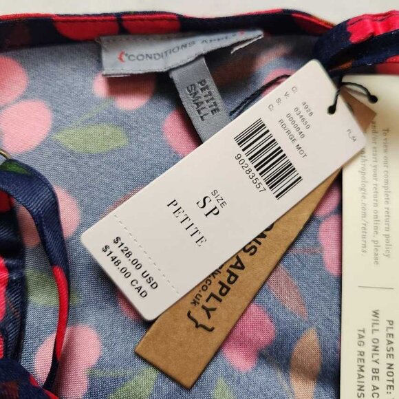 New SP Conditions Apply x Anthropologie cherry print Elva slip midi dress Petite - Picture 8 of 10